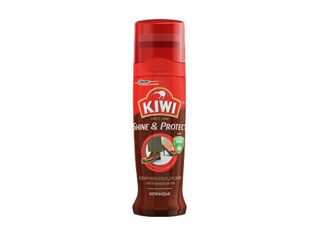 Крем-блеск для обуви Kiwi Shine & Protect, жидкий, коричневый, 75 мл